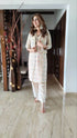 Three Piece Jacket Off White Pathani Set